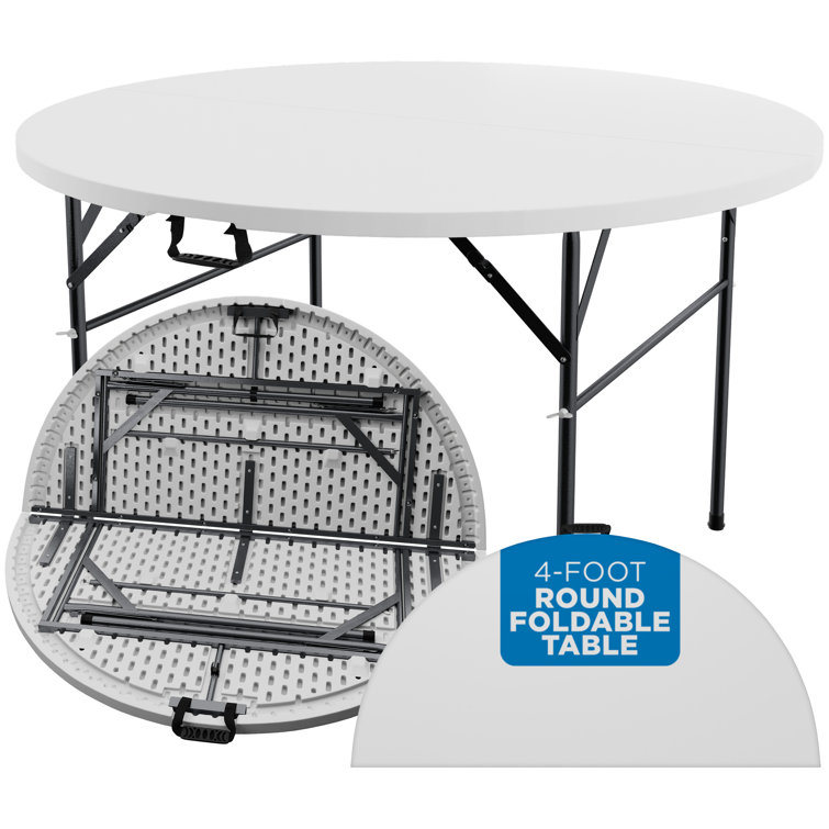 Sorfey Round Folding Table, Round, White Plastic | Wayfair